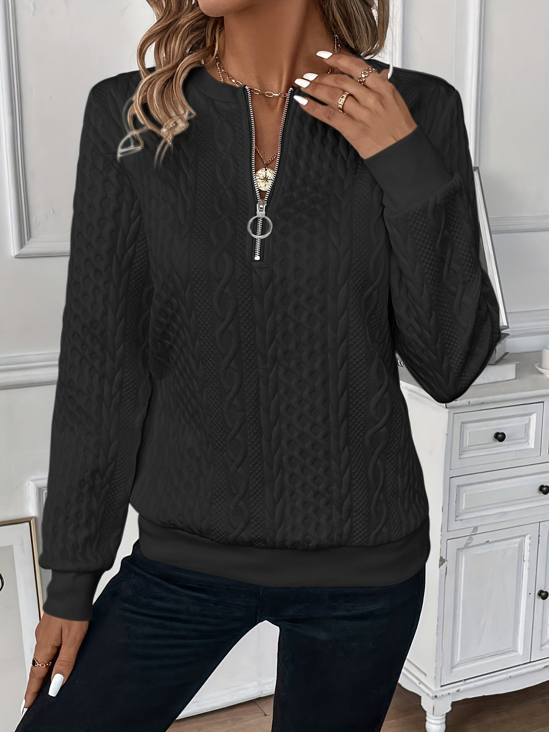 BEATRICE | ELEGANT QUARTER ZIP TOP