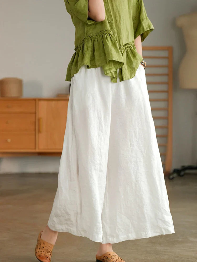 Casual linen-cotton trousers