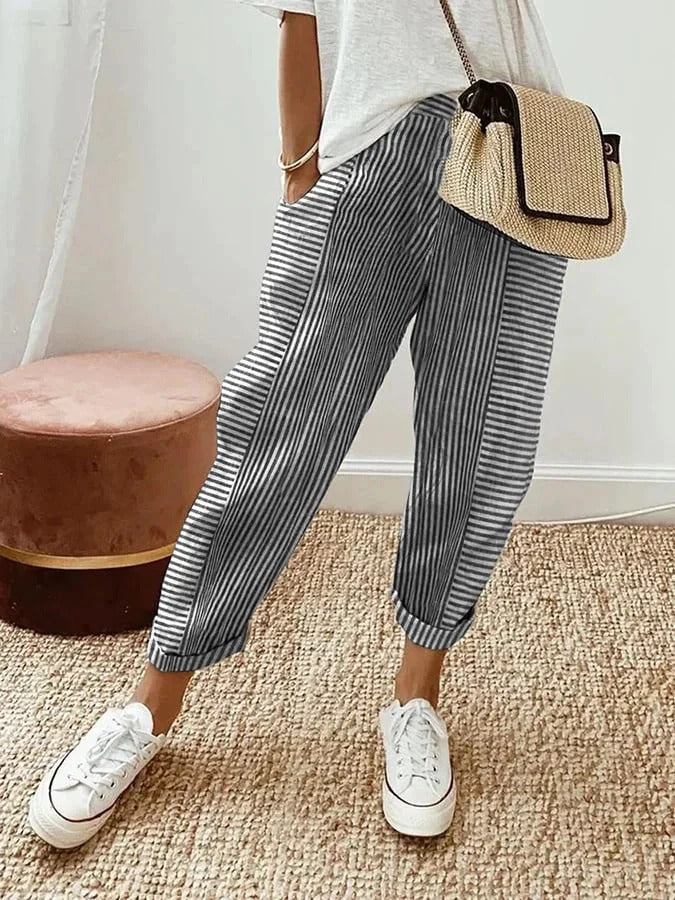 Cotton striped trousers